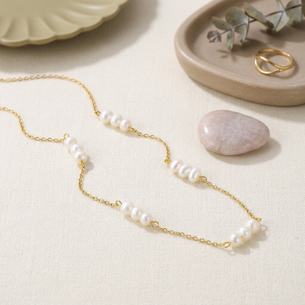 Freshwater Pearl Station Necklaces