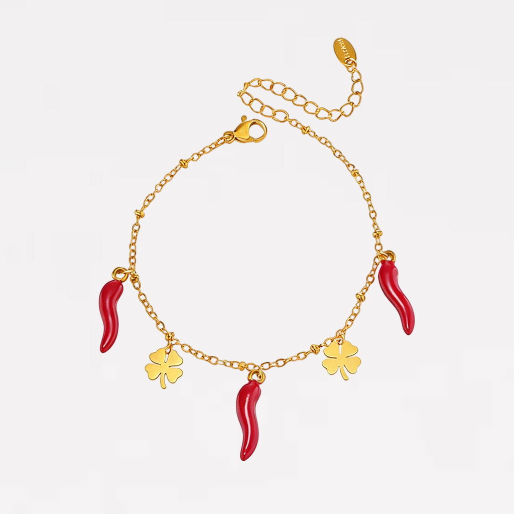 Chili Clover Charm Bracelet