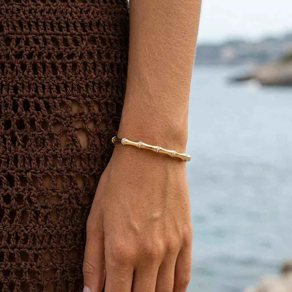 Spark Bamboo Hinged Bangle