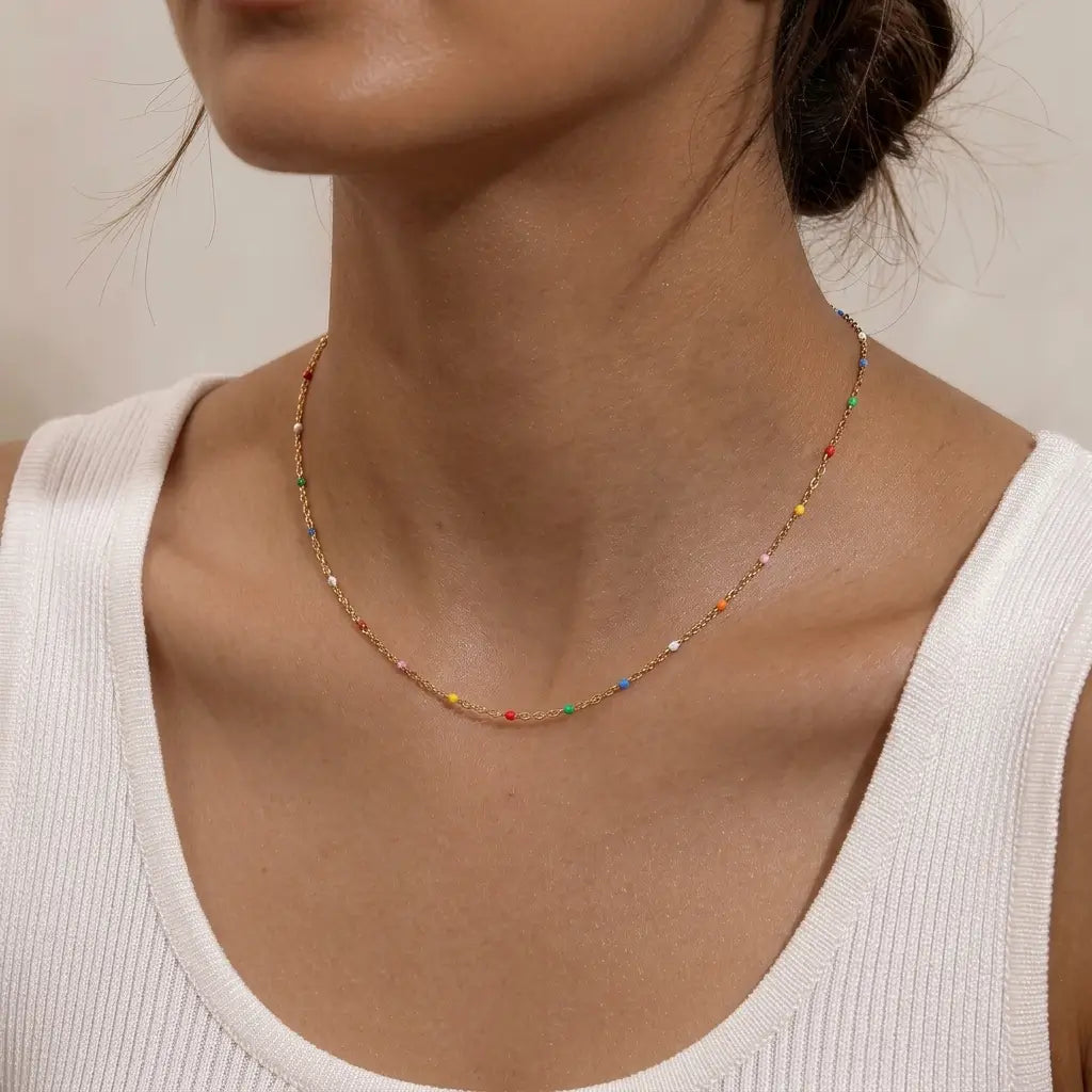 Rainbow Enamel Bead Necklaces
