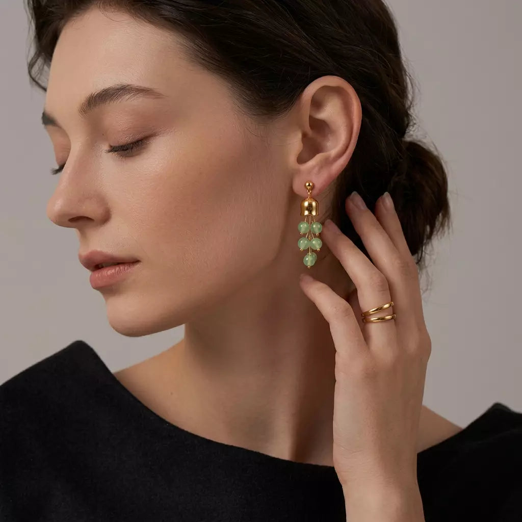 Mint Green Aventurine Bell Earrings
