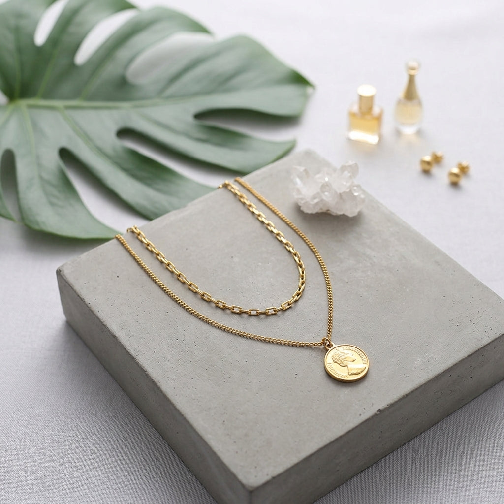 Queen Elizabeth Coin Layered Necklaces