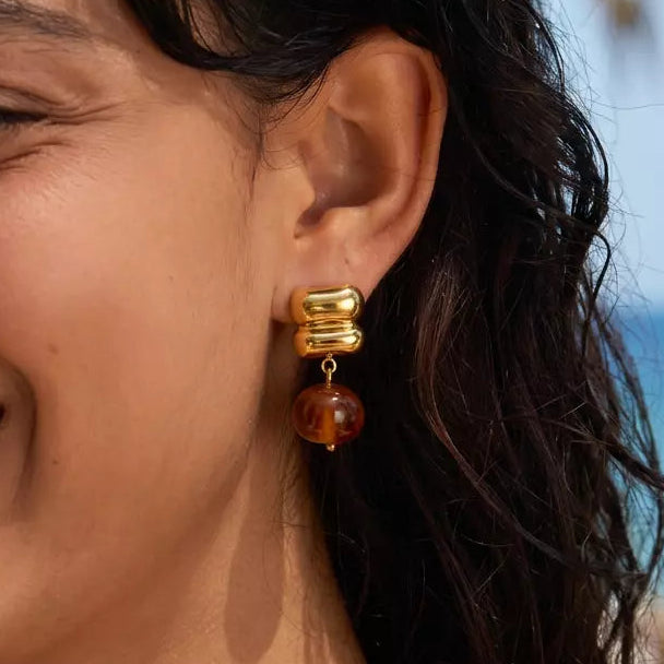 Veyra Earrings‑Amber