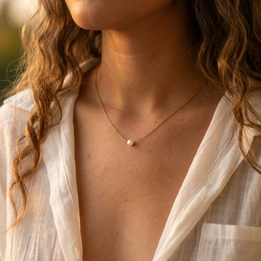 Dainty Single Pearl Slide Necklaces