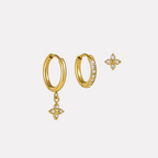 Clover Earrings‑Gold‑Clear 3 Pieces