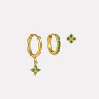 Clover Earrings‑Gold‑Green 3 Pieces