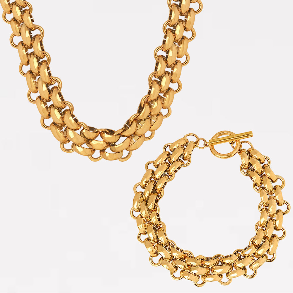 Weave Toggle Bracelet + Necklace | Jewelry Set