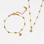 Emerald Crystal Shell Necklaces+Bracelets | Jewelry Set