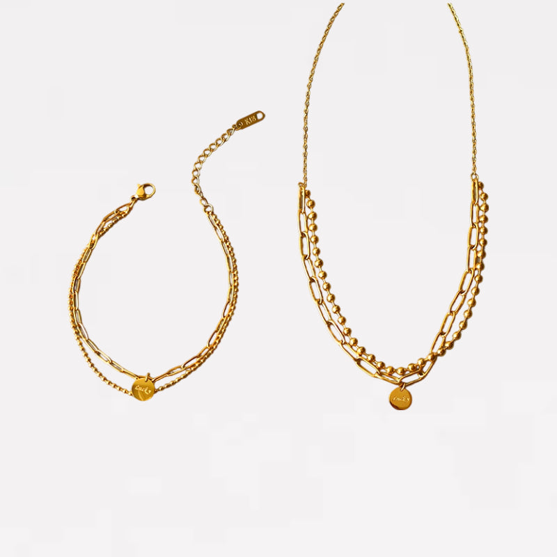 Lucky Charm Layered Station Necklaces+Bracelets | Jewelry Set