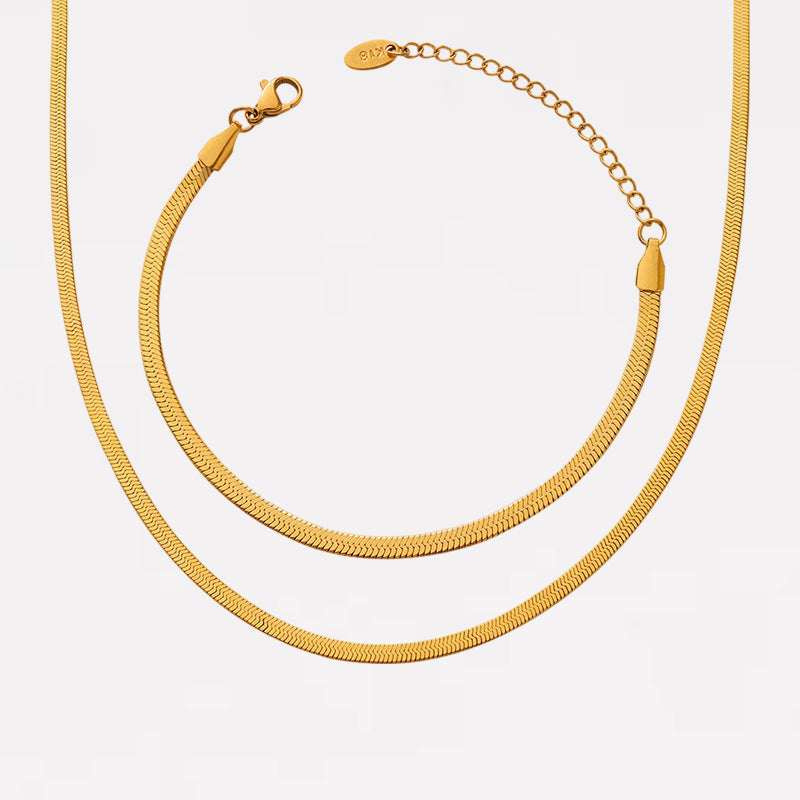 Flat Snake Bracelets + Necklace | Jewelry Set