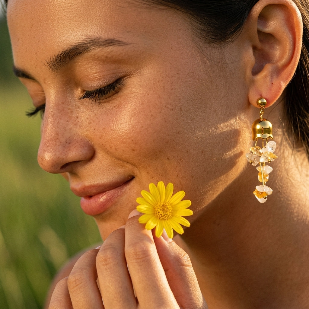 Sunset Citrine Bell Earrings