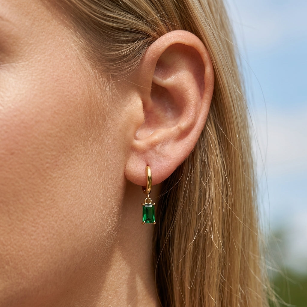 Emerald Baguette Earrings