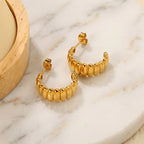 Ripple Ridge C-Hoop Earrings